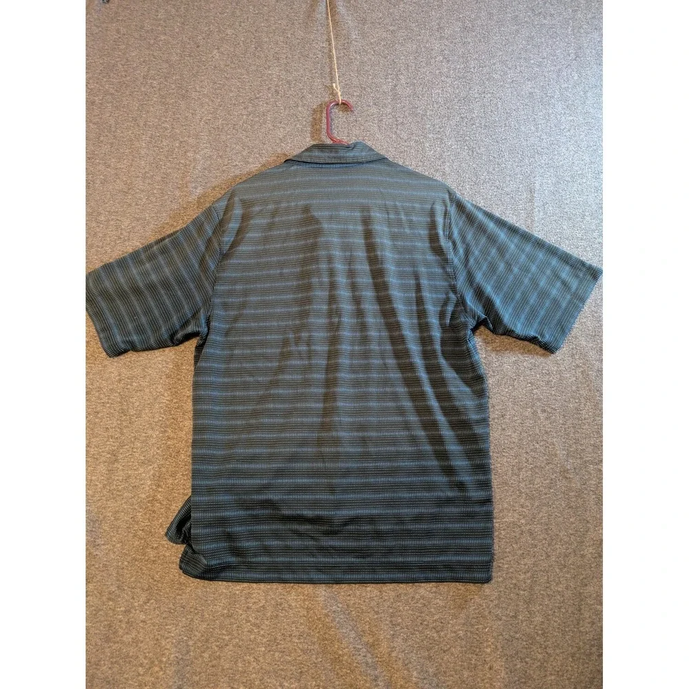 Nike Shirt Men's Golf Polo Dri Fit Blue‎ Stripe Collared Logo Size Large